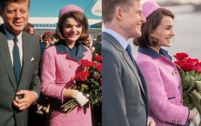 Jackie Kennedy and Natalie Portman in the famous pink coat