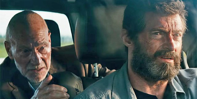Patrick Stewart and Hugh Jackman in Logan